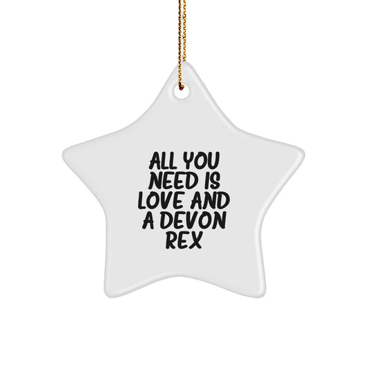 Devon Rex Cat Lovers Gifts from Friends and Family - Star Ornament with All You Need Is Love Quote, Christmas Unique Gifts for Cat Enthusiasts - Image 1
