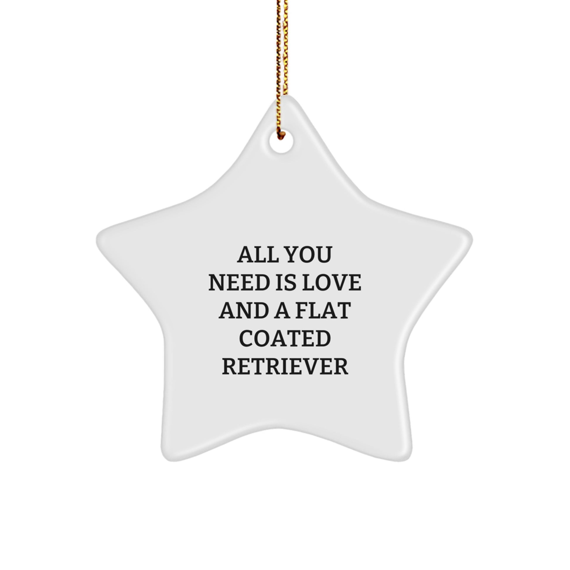 Funny Flat Coated Retriever Dog Gifts from Friends for Christmas - Star Ornament with 'All You Need Is Love And A Flat Coated Retriever' Quote - Image 1