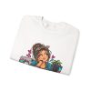 Close-up of the "My Smile Is Mandatory. My Eye Roll Is Freelance." design on the sweatshirt