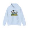 Funny golf hoodie in Light Blue, front print: Perfect at the Range All Winter. Spring Brought Witnesses.