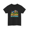 Black T-shirt with "Still Looking for That Fairway" golf graphic, front view