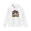 White hoodie printed on the front with a bewildered homeowner in a green hoodie holding a small change sketch while six grinning tradesmen with tools crowd around him and the words "The Homeowner Changed One Thing. Six Trades Got Involved."