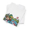 Close-up of the "I Got Golf Balls For Christmas. The Lake Says Thanks." golf Christmas design on the t-shirt