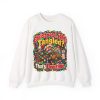 White electrician Christmas crewneck sweatshirt printed with Christmas Lights Tangled? That's Overtime and a frazzled electrician in a Santa hat