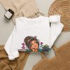 Close-up of the "My Smile Is Mandatory. My Eye Roll Is Freelance." design on the sweatshirt