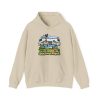 Funny golf hoodie in Sand, front print: Perfect at the Range All Winter. Spring Brought Witnesses.