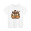 White hunting T-shirt printed with DEER SEASON IS MY PERSONALITY NOW and a grinning hunter in a camo jacket