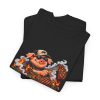 Folded black T-shirt showing "Char Marks Are Flavor Freckles" BBQ graphic