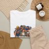 Close-up of the "The Homeowner Changed One Thing. Six Trades Got Involved." six trades change order design on the t-shirt