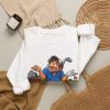 White crewneck sweatshirt with "My Best Shot Is an Excuse" golf graphic, lifestyle flat-lay