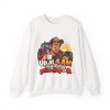 White farmer crewneck sweatshirt printed with Up at 4 AM to watch the price drop at 9 and a tired farmer in a cap
