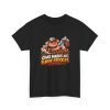 Black T-shirt with "Char Marks Are Flavor Freckles" BBQ graphic, front view