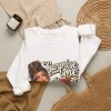 White bartender sweatshirt folded flat, design on the front