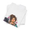 Close-up of the "I Put You on Hold to Make the Face." design on the t-shirt