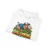 Folded white hoodie showing "Still Looking for That Fairway" golf graphic