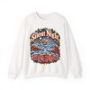 White plumber Christmas crewneck sweatshirt printed with Silent Night. Until The PIPES BURST and a snowy cottage on a starry winter night