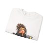 Close-up of the "My Headset Has a Mute Button. My Face Doesn't." mute button design on the sweatshirt