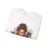 Close-up of the "Off by $0.01 and I will find you." bookkeeper design on the sweatshirt