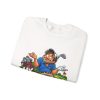 Folded white crewneck sweatshirt showing "My Best Shot Is an Excuse" golf graphic