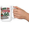 15oz white ceramic holiday baker Christmas mug printed with "Christmas Cookie Count: Baked 200. Tested 60.", cheers