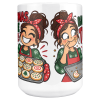 15oz white ceramic holiday baker Christmas mug printed with "Christmas Cookie Count: Baked 200. Tested 60.", center view