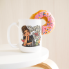 “Surprise me” is not a flavor. funny 15oz white coffee mug, on a table with a donut