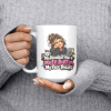 My Headset Has a Mute Button. My Face Doesn't. funny 15oz white coffee mug, held at chest