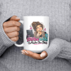 I Put You on Hold to Make the Face. funny 15oz white coffee mug, held at chest
