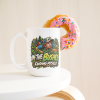 In the Bushes Finding Myself funny 15oz white mug, with a donut on the rim, left handle