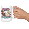 The Sanitary Trim Was Going Fine. Then He Sat Down. 15oz mug - cheers The Sanitary Trim Was Going Fine. Then He Sat Down. funny 15oz white coffee mug, held up in a cheers
