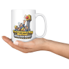 The Emergency Stop Worked. Nobody Could Reach It. 15oz mug - serving The Emergency Stop Worked. Nobody Could Reach It. funny 15oz white coffee mug, held out in one hand