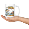 The Cast Was Perfect. The Fish Disagreed. funny 15oz white mug, served on a tray