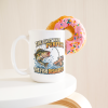 The Cast Was Perfect. The Fish Disagreed. funny 15oz white mug, with a donut on the rim, left handle