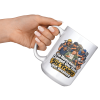 The Homeowner Changed One Thing. Six Trades Got Involved. 15oz mug - raised angle The Homeowner Changed One Thing. Six Trades Got Involved. funny 15oz white coffee mug, raised at an angle