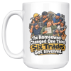 The Homeowner Changed One Thing. Six Trades Got Involved. 15oz mug - left handle The same design on the other side of the white 15oz mug