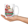 Dear Santa, My Scorecard Is a Lie. funny 15oz white mug, served on a tray