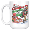 15oz white ceramic golf Christmas mug with a golfer in a Santa hat tiptoeing away from presents with his golf bag and the words My Christmas Escape Plan Has 18 Holes.