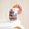 Santa Brought Me New Clubs. Same Swing. funny 15oz white mug, with a donut on the rim, left handle