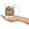 Deer Season Is My Personality Now funny 15oz white mug, served on a tray