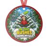 bushes-finding-myself-round-christmas-ornament-v2-front IN THE BUSHES FINDING MYSELF. round metal Christmas ornament