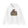 White hoodie printed with "I don't fix problems. I fix whatever the last guy called “temporary.” On the front of a white hoodie, with the smug tech and his duct-taped pipes. For the maintenance tech who inherits every shortcut. Wrench on the shoulder, eyebrows raised."