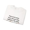 Gas station bathrooms ranked, and social work knows it. Marker crewneck White hand-drawn crewneck sweatshirt with the social work dictionary joke: Knows every gas station bathroom in the county. Has them ranked., folded view