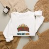 White vintage poster crewneck sweatshirt with the welder dictionary joke: Hard to shop for. Already built it., folded view