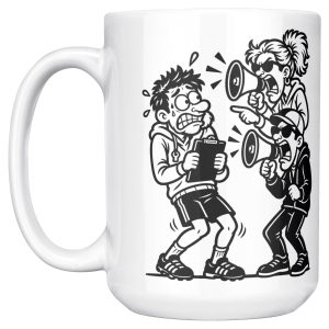 I COACH KIDS FOR FREE. PARENTS COST EXTRA. 15oz coach mug, left side 15 oz white ceramic youth coach mug printed with "I COACH KIDS FOR FREE. PARENTS COST EXTRA.", left side