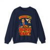 Holiday feast is discovery with gravy. Counsel nods. Retro lawyer crewneck Navy vintage poster crewneck sweatshirt with the lawyer joke: Thanksgiving is just discovery with gravy.