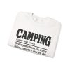 its-a-retro-camping-crewneck-pad-was-full-of-air-at-10-p-m-p-3 White crewneck sweatshirt printed with a black vintage CAMPING dictionary entry ending "a sleeping pad that was full of air at 10 p.m.", folded view