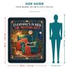 Midnight Mystery Reader sherpa blanket size guide: 50 x 60 inches, shown to scale next to a 5 ft 4 in adult Midnight Mystery Reader sherpa blanket size guide: 50 x 60 inches, shown to scale next to a 5 ft 4 in adult