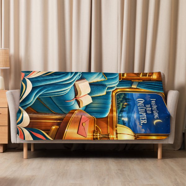 Moonlit Train sherpa blanket hung over a sofa in a bright living room Moonlit Train sherpa blanket hung over a sofa in a bright living room