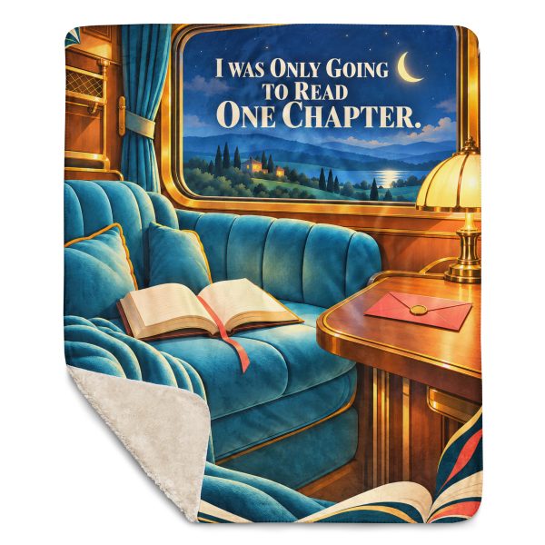 Moonlit Train sherpa blanket laid flat with one corner folded back to show the soft cream sherpa reverse Moonlit Train sherpa blanket laid flat with one corner folded back to show the soft cream sherpa reverse