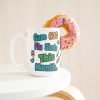 Gave 600 flu shots, still look away, and your team know 15oz mug, with a donut 15 oz white ceramic pharmacist mug, "Gave 600 flu shots this month" on one side and "I still look away at mine" on the other, with pills, bandages and syringes, with a donut